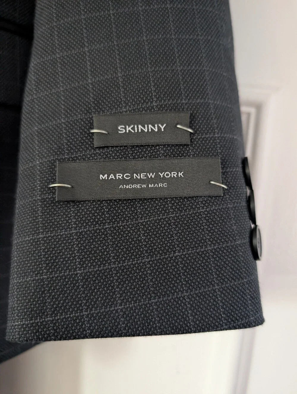 Marc New York Andrew Marc Boys Skinny Black Plaid Suit
